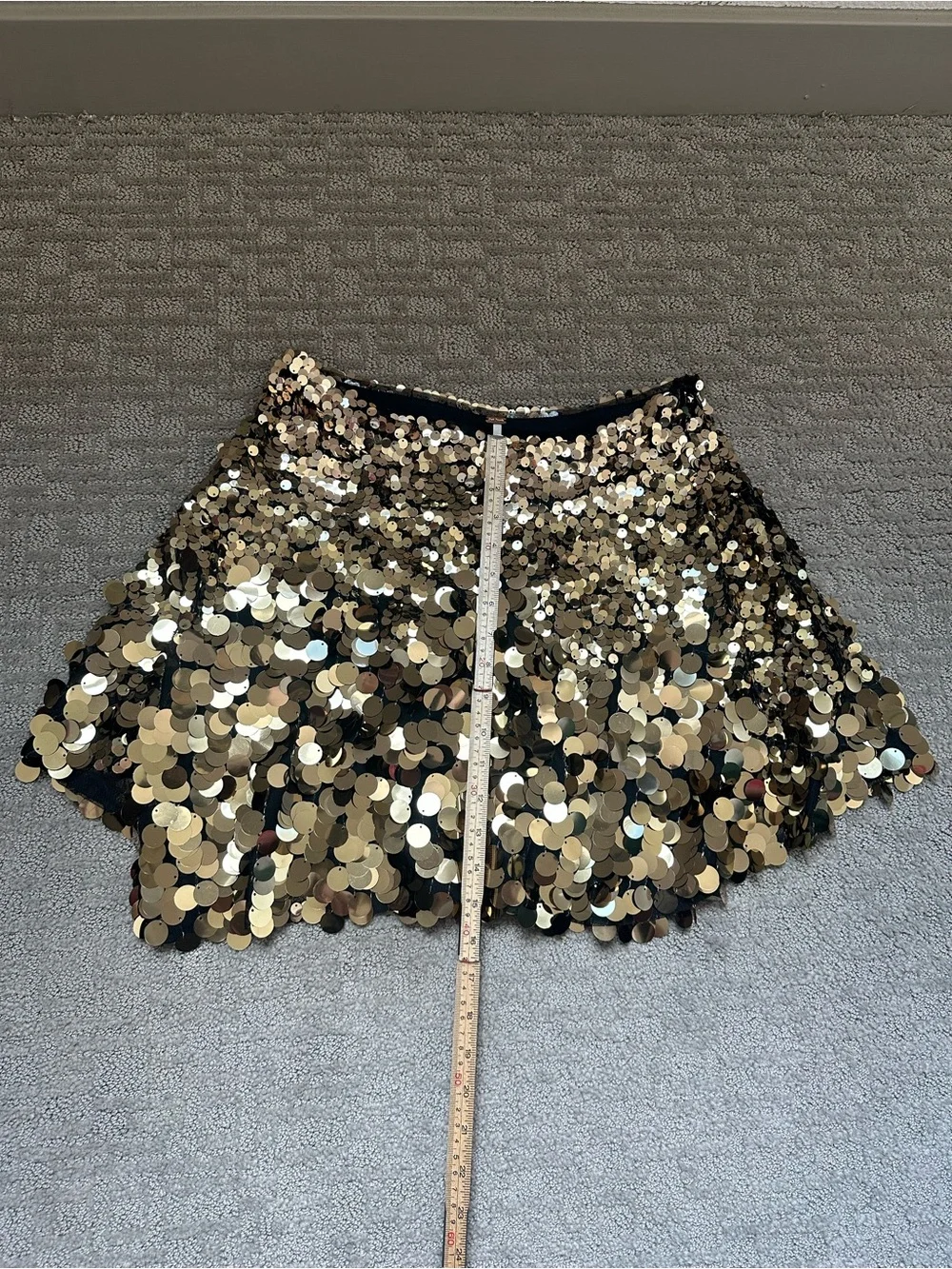 Free People Can’t Get Enough Gold Paillette Sequin Asymmetrical Mini Skirt 6